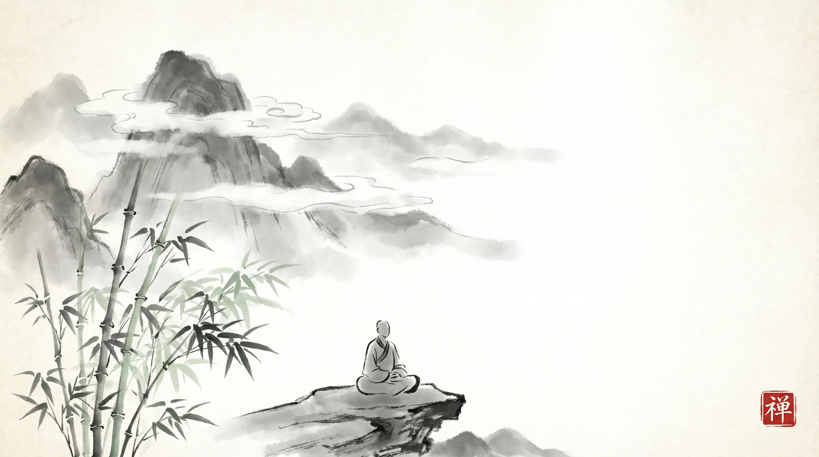 博彩平台 书斋水墨山水全景